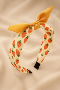 HÅRBØJLE MED SLØJFE - JORDBÆR - lysegul med sunset sløjfe