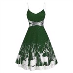 Julekjole: Deer Christmas, grøn - sød grøn kjole med palietter 