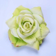 Stofrose, deluxe grøn rose på Hårklips/brochepin 