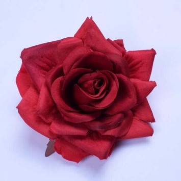 Stofrose, deluxe rød rose på Hårklips/brochepin 