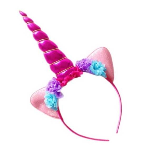 Enhjørning/unicorn hårbøjle, pink - blå/lilla