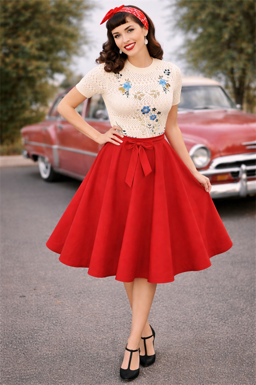 Blue Spring Vintage Striktop med Broderi