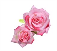 Stofroser, 2 x lyserøde roser på stor hårklips