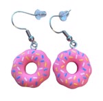 Øreringe - hængeøreringe donuts, pink 🍩