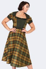 50´er kjole - Miss Ella - kjole i smukke grønne nuancer med tern