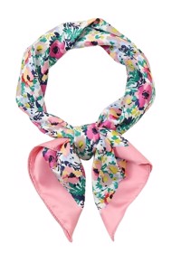 Vintage satin tørklæde; Rosa med sommerblomster
