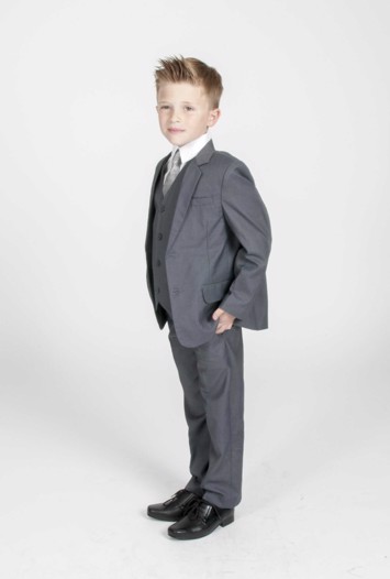 Børne jakkesæt: Oliver Max,  mørkegrå - drenge jakkesæt i 5 dele 👔