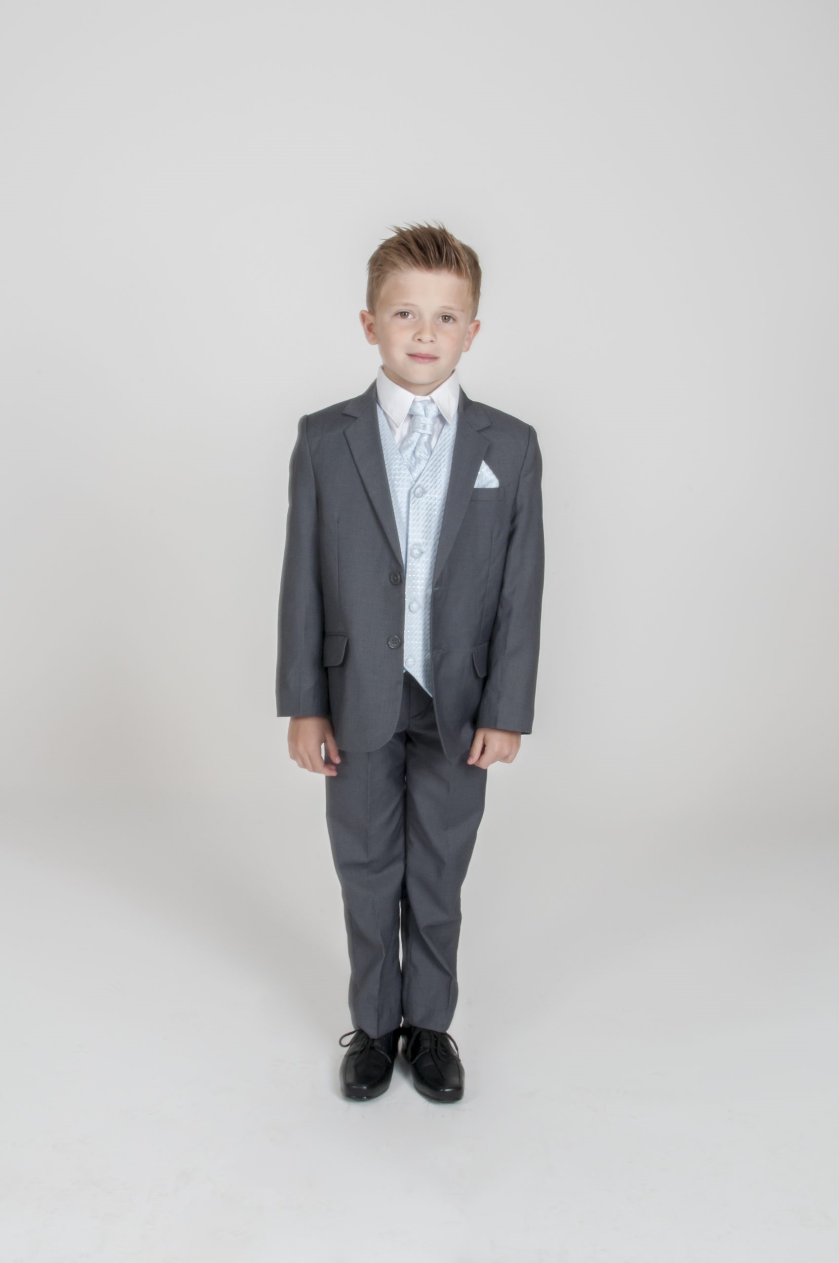 Han manipulere Torden Børne jakkesæt: Anton; grå/lyseblå - jakkesæt i 5 (6) dele