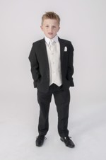 Børne jakkesæt: Anton; sort/ivory - jakkesæt i 5 dele 