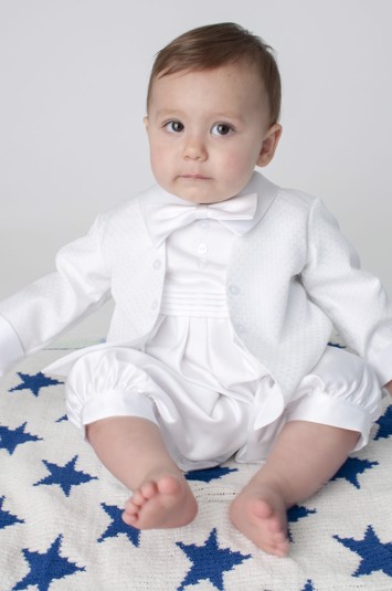 Baby jakkesæt: Lille Esekild, hvid - dåbs jakkesæt eller lille brudesvend 