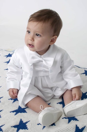 Baby jakkesæt: Lille Jacob, hvid - dåbs jakkesæt eller lille brudesvend  