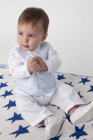Baby jakkesæt: Lille Tristan, lyseblå - dåbs jakkesæt eller lille brudesvend  