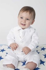 Baby jakkesæt: Lille Tristan, hvid eller ivory - dåbs jakkesæt eller lille brudesvend  