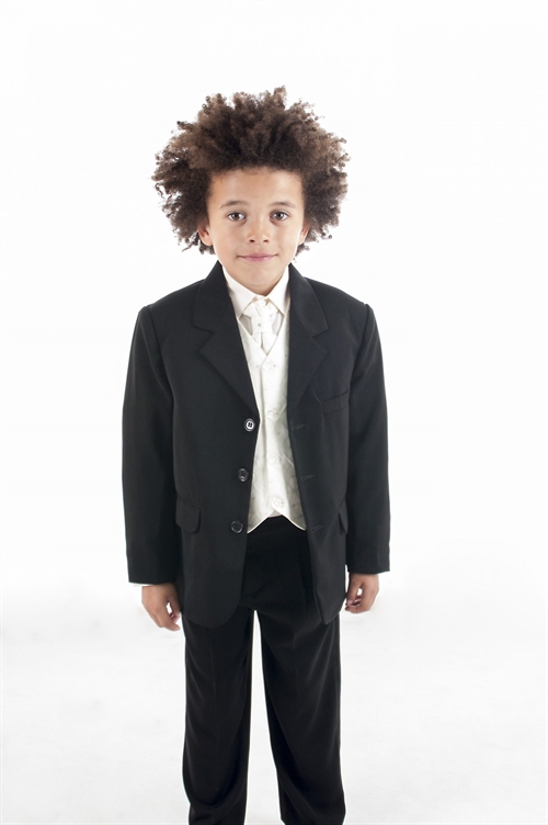 Børne jakkesæt: Elliot; sort/ivory - jakkesæt i 5 dele 