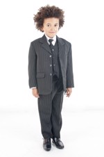 Børne jakkesæt: Kenneth nålestribet - drenge jakkesæt i 5 dele 