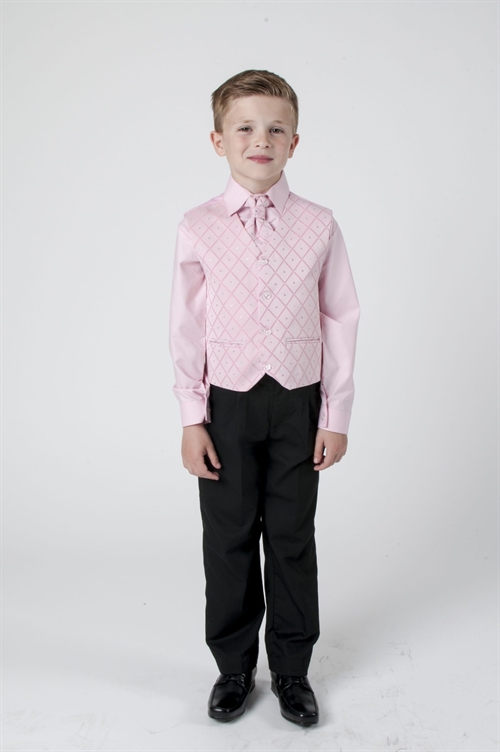Børne jakkesæt: Mathias, lyserød - fint jakkesæt i 4 dele 