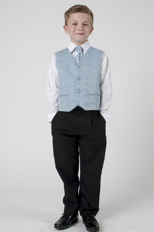 Børne jakkesæt: Milan, lyseblå - fint jakkesæt i 4 dele 