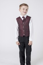 Børne jakkesæt: Bruce, sort/vinrød - fint jakkesæt i 4 dele 