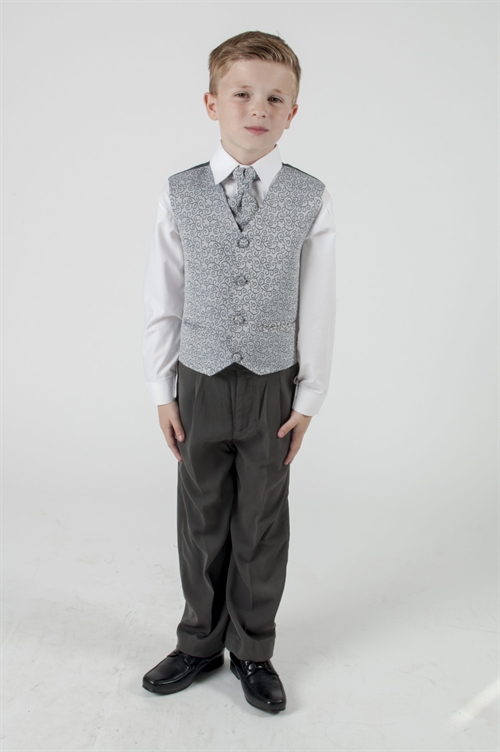Børne jakkesæt: Milan, grå - fint jakkesæt i 4 dele 