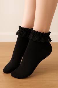 Ankelsokker med blonde, sorte