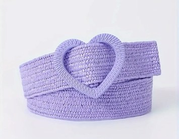 Flettet stråbælte – Lilla med hjerteformet spænde – Et poetisk pift til dit outfit