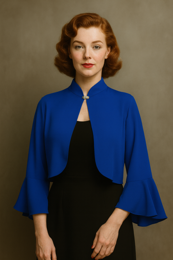 Bolero/cardigan - chiffon - kongeblå