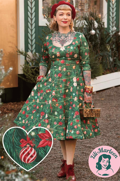 Miss Green Holly – En Magisk Julekjole i Dybt Gran-Grøn med Klassisk Vintagecharme