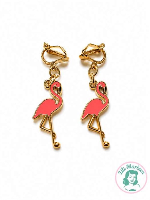 Børne øreringe - clips; Flamingo