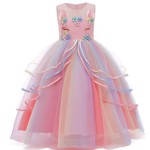 Unicorn kjole: Fluttershy - lyserød regnbue