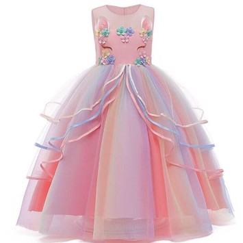 Unicorn kjole: Fluttershy - lyserød regnbue