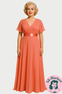 Lang gallakjole - Cornelia, koral 