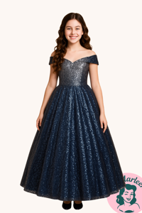 Børne fest/gallakjole: Little Miss Callie, navyblå