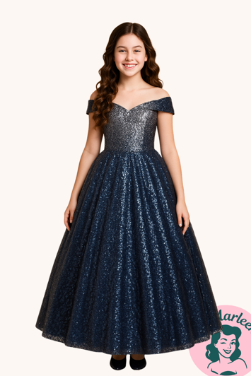 Børne fest/gallakjole: Little Miss Callie, navyblå