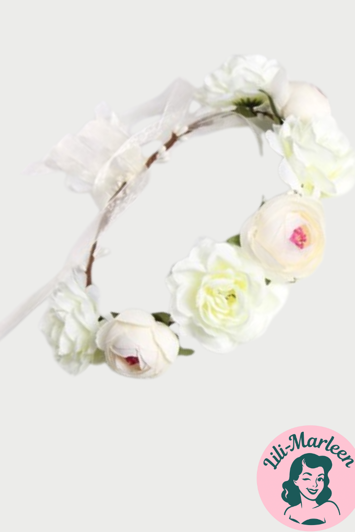 Blomsterkrans med store blomster, hvid 