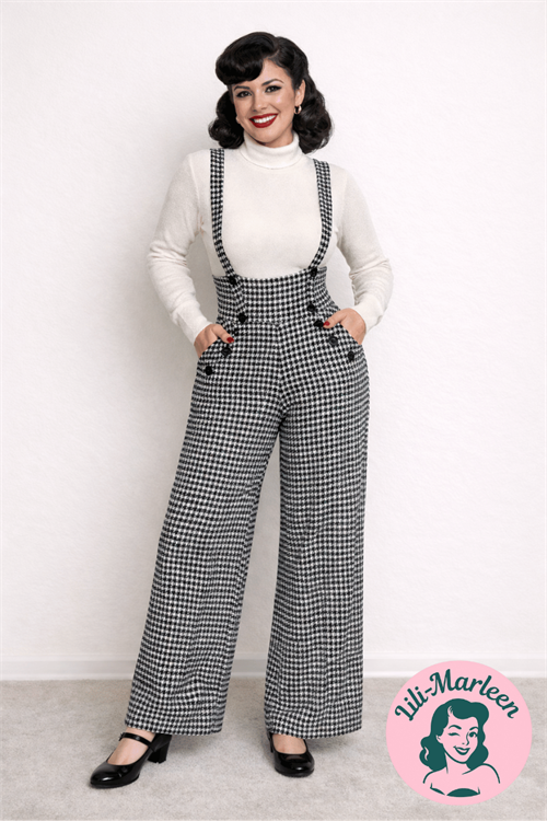 Vintage selebukser med brede ben – Clara Houndstooth