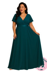 Lang gallakjole - Cornelia, tealblå 