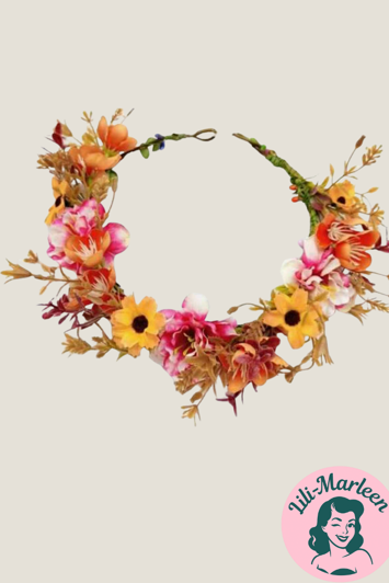 Blomsterkrans – Sommerild i Orange, Gul & Pink