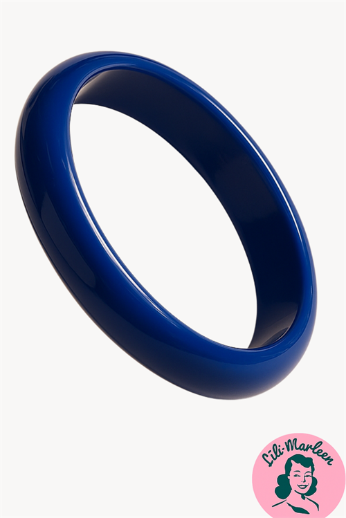 Plastik armring/Kongeblå retro bangle - Cuff rund, kongeblå