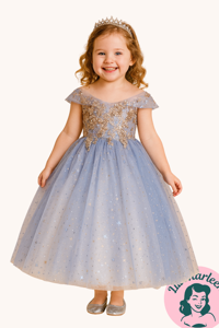 Børne fest/gallakjole: Little Miss Cindarella, blå