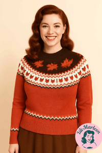 The Foxy Rebel, orange – vintage sweater til kvinder i ægte 50’er-stil 