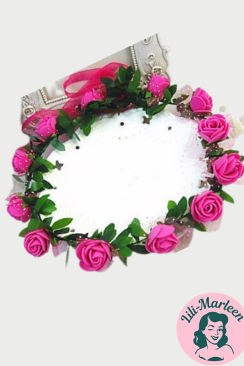 Blomsterkrans med roser, pink 