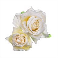 Stofroser, 2 x hvide roser på stor Hårklips