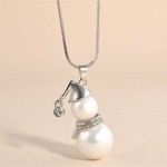 Julehalskæde, sølv - lang: guld snemand med perle