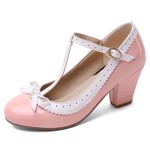Mary Jane sko: Hanne - børn - lyserød med hvid kant 