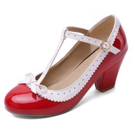 Mary Jane sko: Hanne - rød med hvid kant fra str. 34 - 48