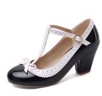 Mary Jane sko: Hanne - børn - sort med hvid kant 