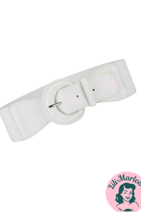 Bredt elastisk lakbælte, hvid