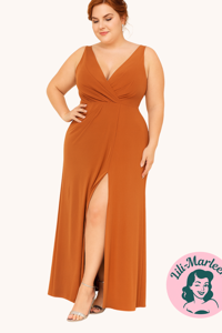 Lang gallakjole - Eva, orange