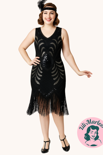 1920´er festkjole - Miss Ruby, sort/guld
