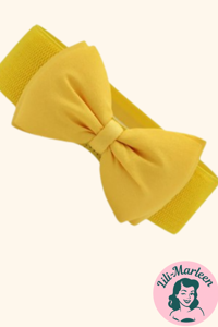 Bredt elastisk bælte med satin sløjfe, gul